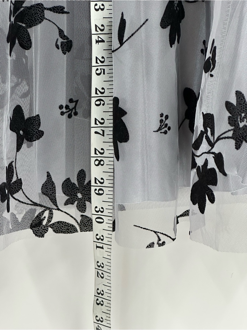Unbranded Black Floral Appliqué Tulle Lined Skirt Boho Whimsical Balletcore Chic - Picture 9 of 13